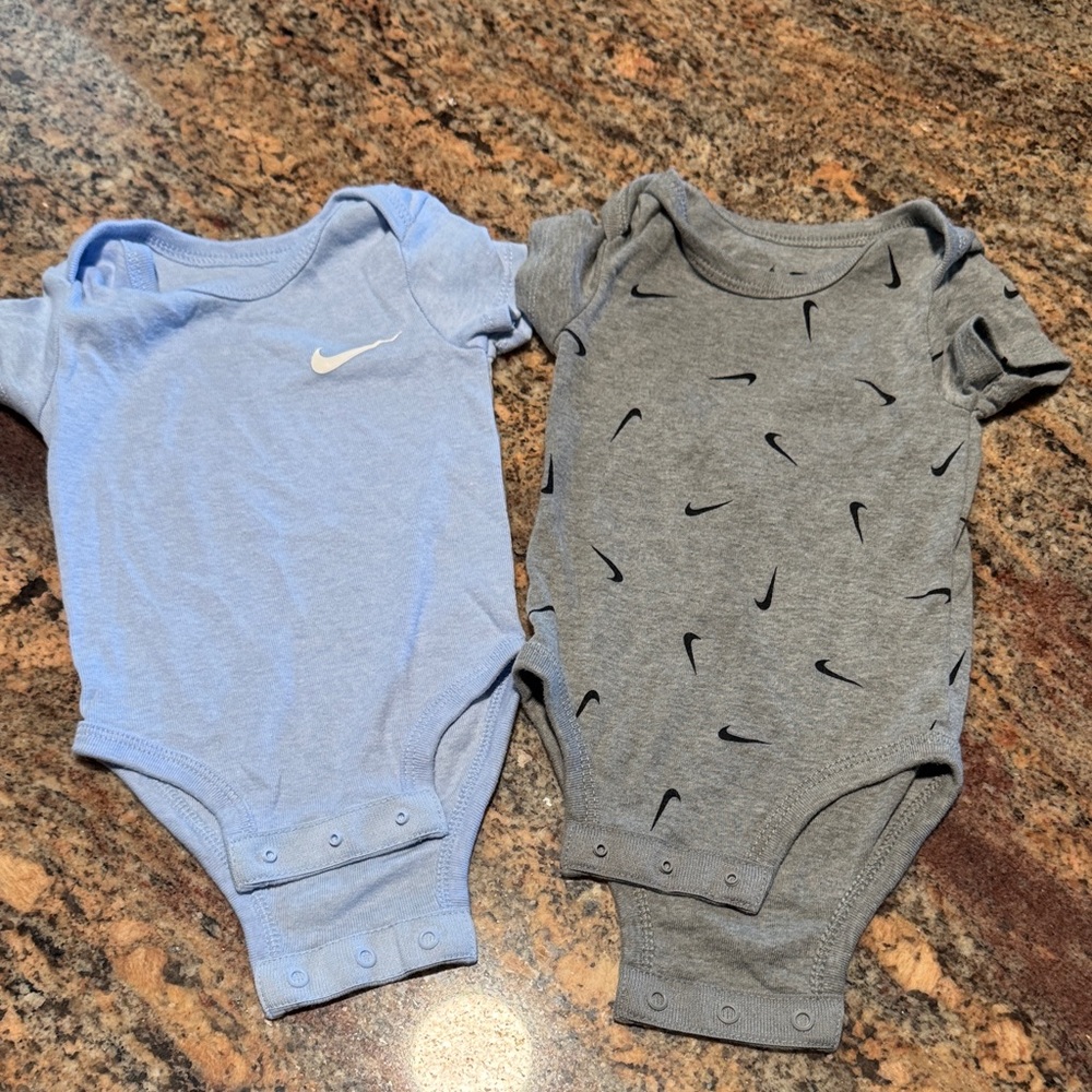 Nike Infant Blue and Gray Bodysuit Duo